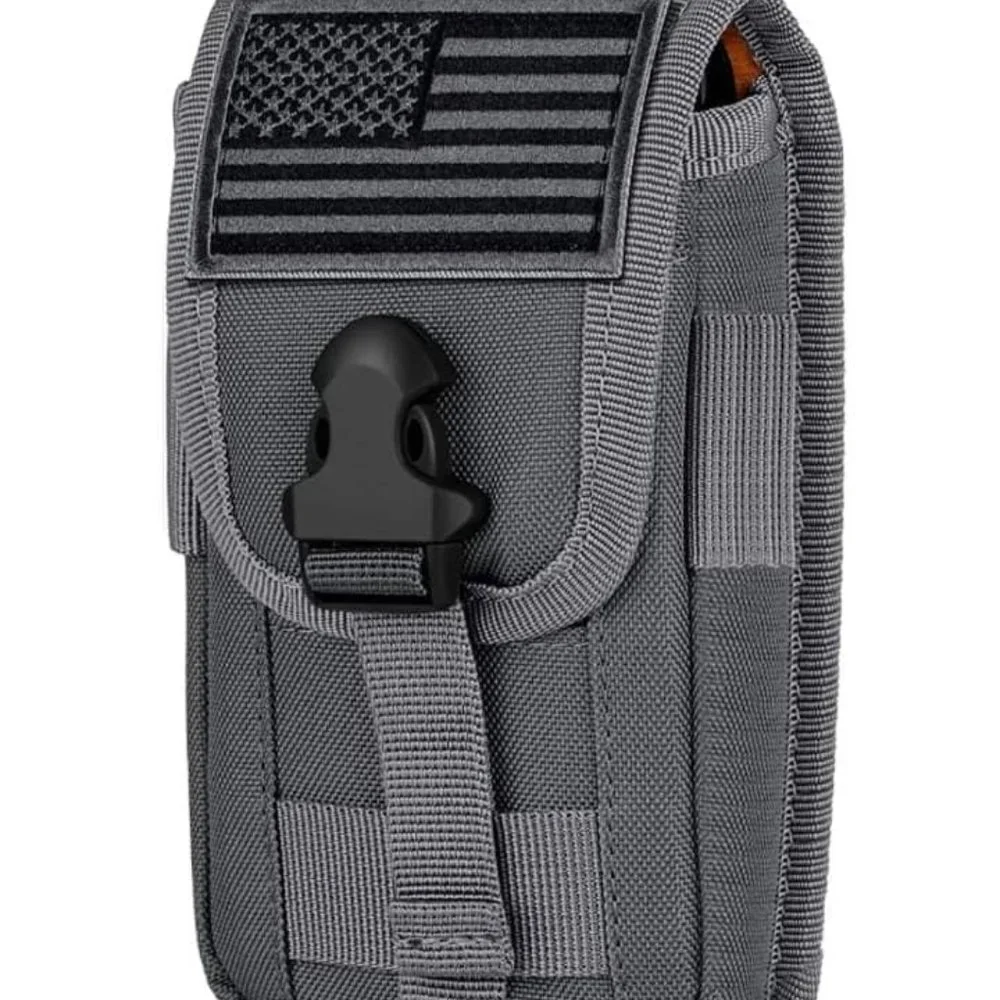 Tactical Cell Phone Holster Pouch with Armor Case on with US Flag Patch